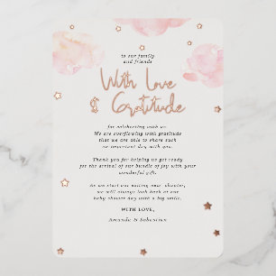 Invitation En Aluminium Clouds roses Fille Baby shower plat Merci F