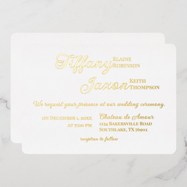 Invitation En Aluminium Co-Starring White Mariage Real (Recto/Verso)