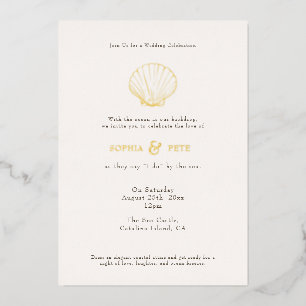 Invitation En Aluminium Coastal Chic Foil Mariage Inviter Beige