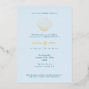 Invitation En Aluminium Coastal Chic Foil Mariage Inviter Bleu