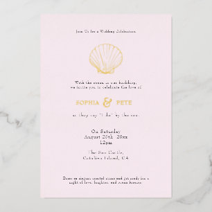 Invitation En Aluminium Coastal Chic Foil Mariage Inviter Blush