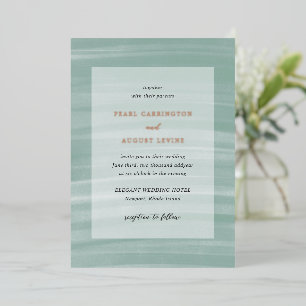 Invitation En Aluminium Coastal Chic Muted Green Mariage élégant