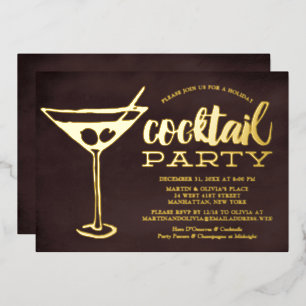Invitation En Aluminium Cocktail du Nouvel An Chic Martini