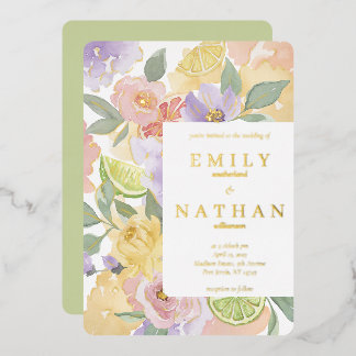 Invitation En Aluminium Cocktail et agrumes Mariages d'aquarelle Floraux