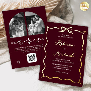Invitation En Aluminium Code QR à l'arc dessiné à la main Photo Mariage Bo