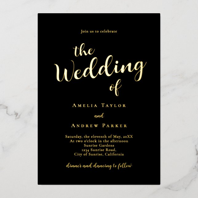 Invitation En Aluminium Code QR Élégante Calligraphie de script Simple Mar (Recto)