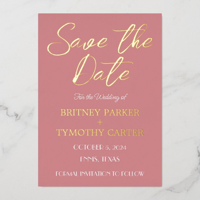 Invitation En Aluminium Code QR moderne Photo Dusty Rose Script Mariage (Recto)