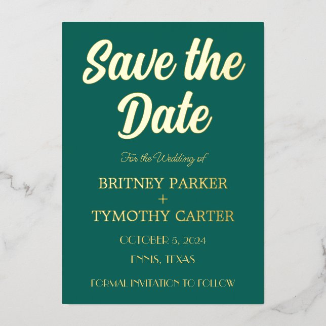 Invitation En Aluminium Code QR Moderne Photo Vert Emeraude Mariage Script (Recto)