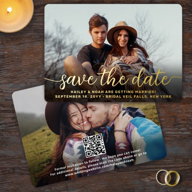 Invitation En Aluminium Code QR Simple Écriture Mariage Enregistrer la Dat (Créateur téléchargé)