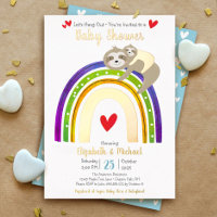 Cœur Arc-en-Ciel Paresseux Garçon Baby Shower Doré