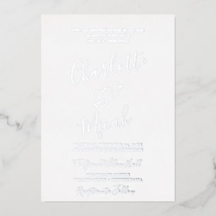 Invitation En Aluminium Cœur dessiné à la main Mariage avec texte en feu