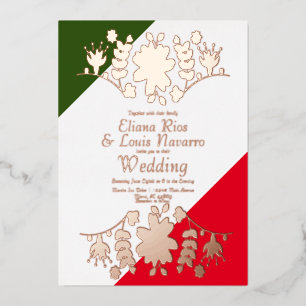 Invitation En Aluminium Cœur floral folklorique mexicain rouge mariage pre