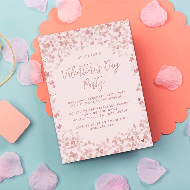 Invitation En Aluminium Cœurs d'amour roses fête de la Saint-Valentin réel (Créateur téléchargé)