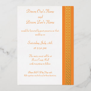 Invitation En Aluminium Coeurs de tissage celtique dans Orange Foil Invita