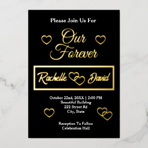 Invitation En Aluminium Coeurs mariages minimaliste Élégant Notre Or Forev