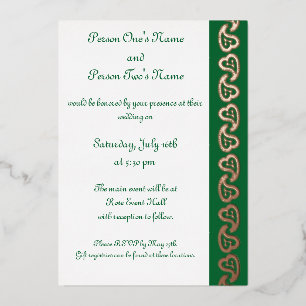 Invitation En Aluminium Cœurs Paisley Sucrés sous Papier Aluminium Vert In