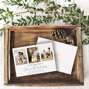 Invitation En Aluminium Collage de photos de mariage moderne Save The Date