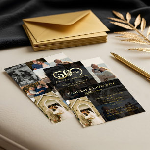 Invitation En Aluminium Collage photo d'anniversaire de mariage de 50 ans 