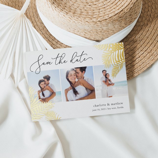 Invitation En Aluminium Collage photo de feuillage tropical Enregistrer la (Créateur téléchargé)