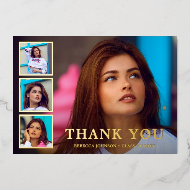 Invitation En Aluminium Collage photo moderne Elégant Graduation (Recto)