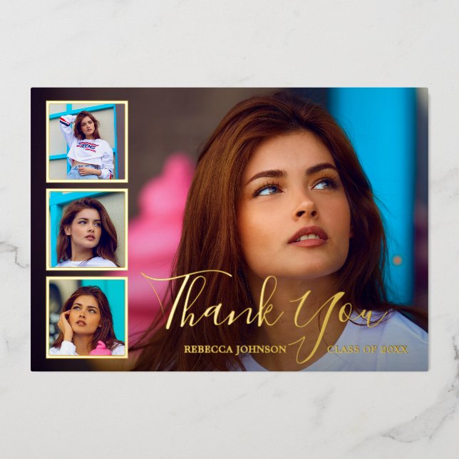 Invitation En Aluminium Collage photo moderne Elégant Graduation (Recto)