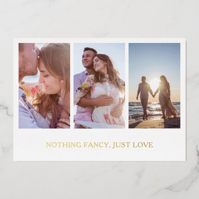 Invitation En Aluminium Collage photo or Collage de photos doré Mariage él (Recto)