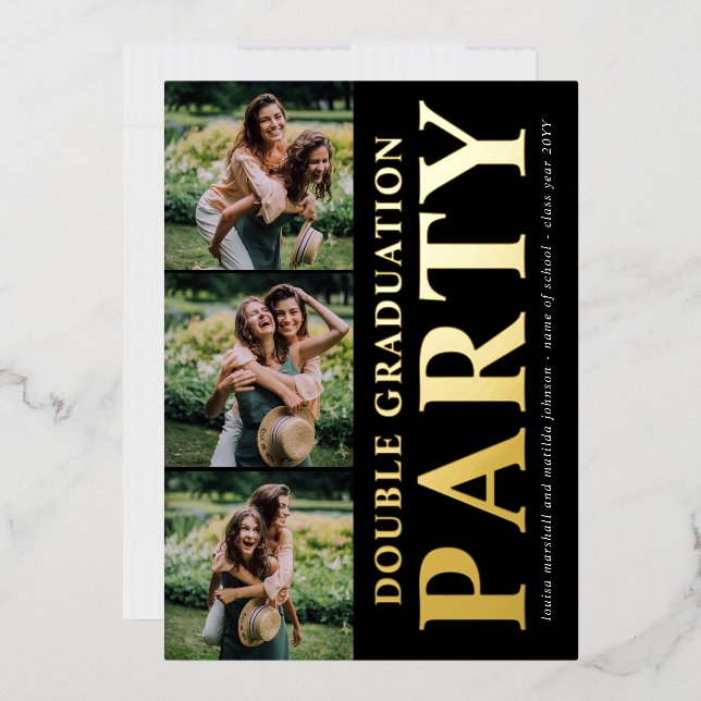 Invitation En Aluminium Collection photo moderne Double Graduation Party G (Enveloppe)