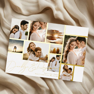 Invitation En Aluminium Collier Blanc Multiphoto Cadre Enregistrer La Date