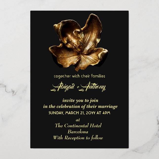 Invitation En Aluminium Conception de mariage en or (Recto)