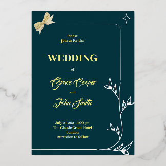 INVITATION EN ALUMINIUM CONCEPTION ÉLÉGANTE AVEC FOND BLEU FONCÉ