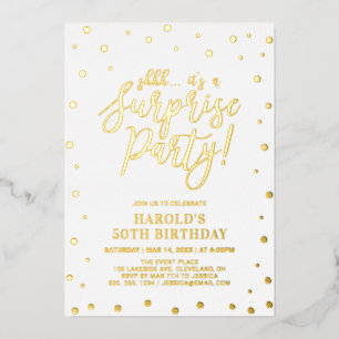 Invitation En Aluminium Confetti d'or moderne Surprise fête d'anniversaire
