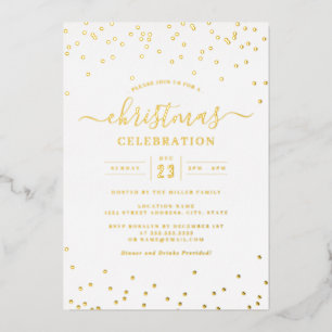 Invitation En Aluminium Confetti Gold White Christmas Party