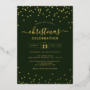 Invitation En Aluminium Confetti Or Vert Noël Fête