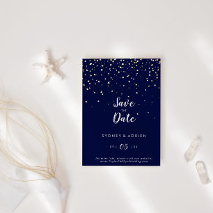 Invitation En Aluminium Confettis dorés Économie de mariage Navy or