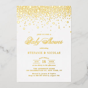 Invitation En Aluminium Confettis élégants en feuille d'or pour Baby Showe