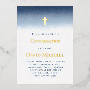 Invitation En Aluminium Confirmation aquarelle bleu foncé