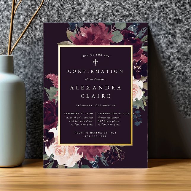 Invitation En Aluminium Confirmation de la fleur de prune (Créateur téléchargé)