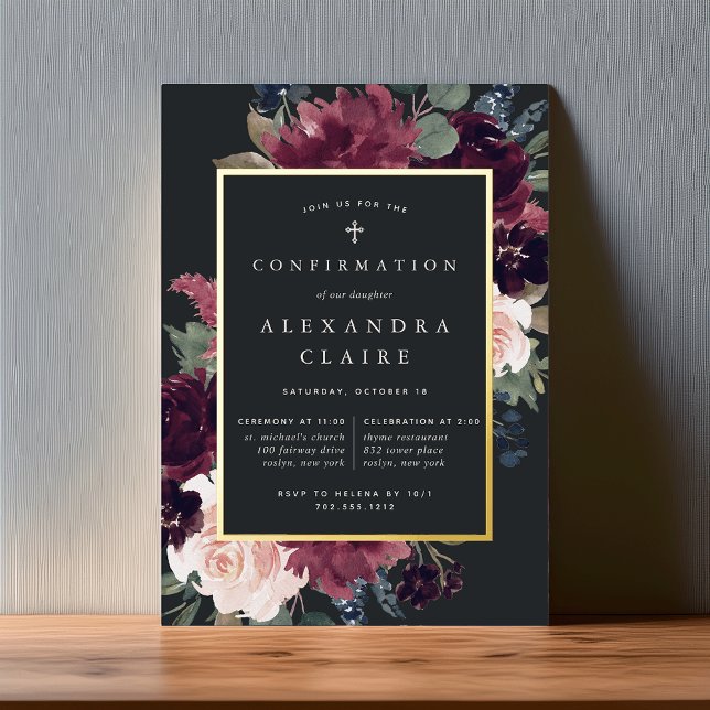 Invitation En Aluminium Confirmation de la fleur de prune (Créateur téléchargé)