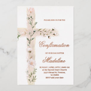 Invitation En Aluminium Confirmation de la Sainte Croix florale