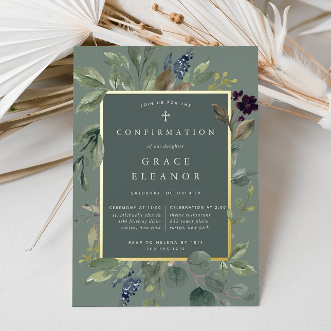 Invitation En Aluminium Confirmation de l'eucalyptus et de l'âge (Créateur téléchargé)