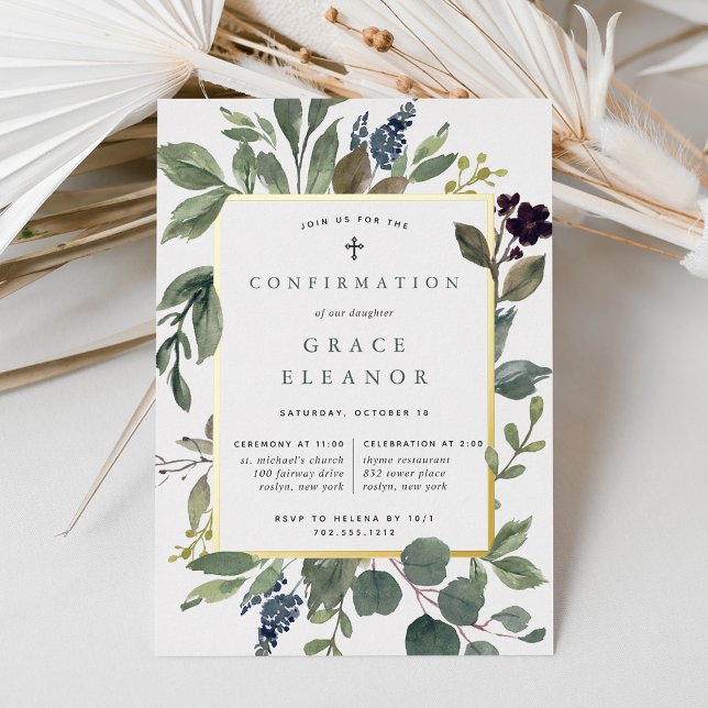 Invitation En Aluminium Confirmation de l'eucalyptus et de l'âge (Créateur téléchargé)