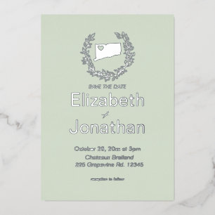Invitation En Aluminium Connecticut Map Simple Destination Wedding