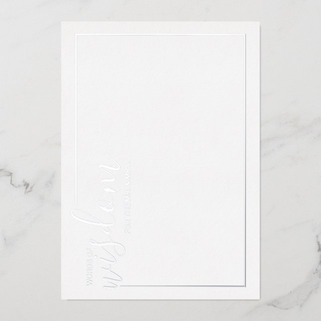 Invitation En Aluminium Conseil et souhaits Mariage de script moderne Silv (Recto)