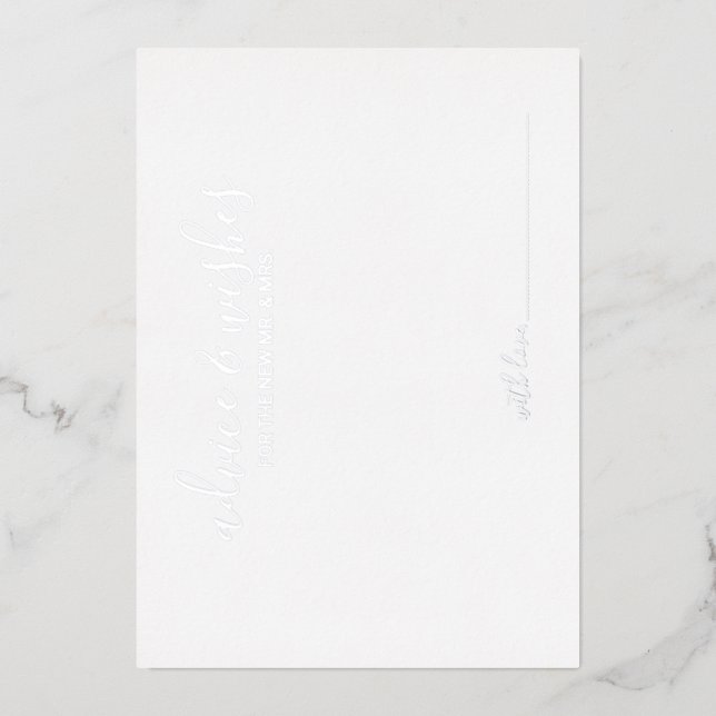 Invitation En Aluminium Conseil et souhaits Mariage de script moderne Silv (Recto)