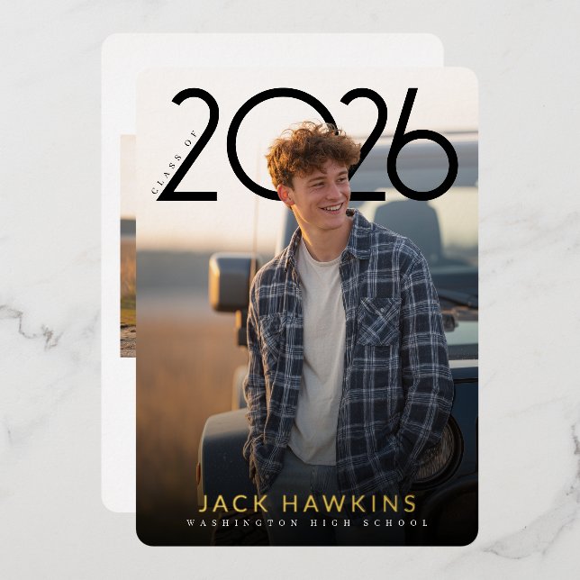 Invitation En Aluminium Contemporary PhotoPop Graduation Party (Recto/Verso)