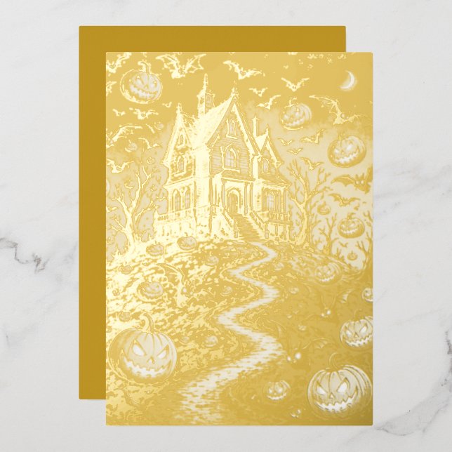 Invitation En Aluminium Cool Retro Halloween  (Recto/Verso)