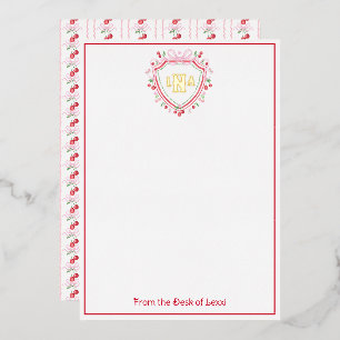 Invitation En Aluminium Coquette Cherry Monogram Crest Fête des mariées