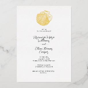 Invitation En Aluminium Coquillage simple et aquarelle