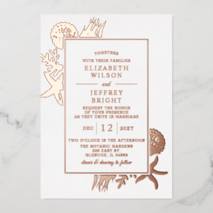 Invitation En Aluminium Coquillages Marins Rustiques Mariage sur la Plage