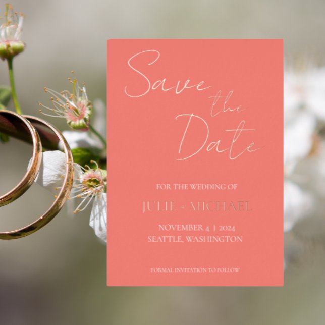 Invitation En Aluminium Coral style simple mariage Enregistrer la date (In Situ Wedding)